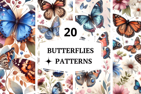 Butterflies Digital Paper Patterns