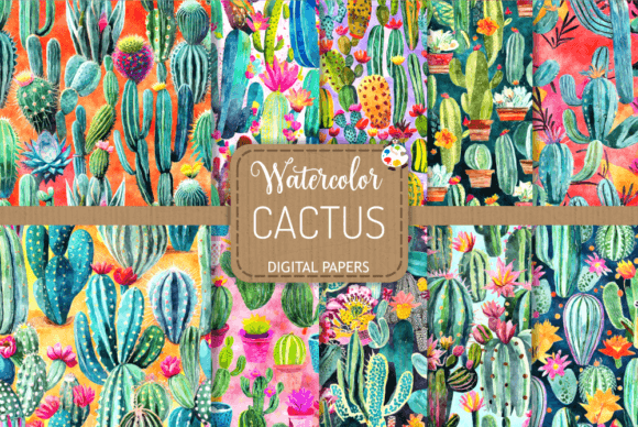Cactus - Watercolor Digital Patterns