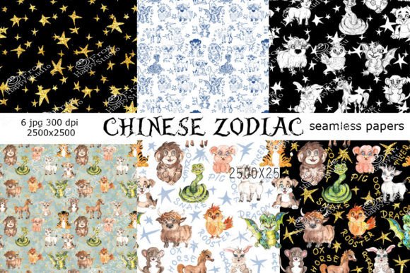 Chinese Zodiac Seamless Patterns Pack