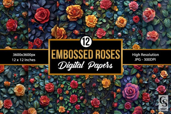 Embossed 3D Roses Seamless Patterns: A Versatile Design Resource for Creative Projects