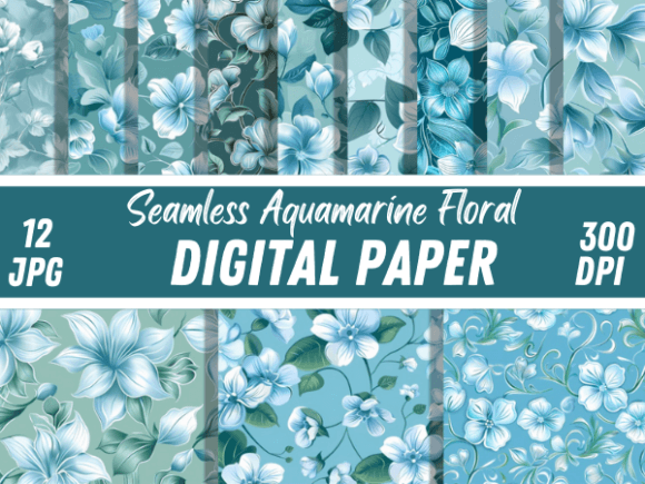 Floral Aquamarine Flowers Paper Patterns: A Strategic Design Asset for Creative and Commercial Use