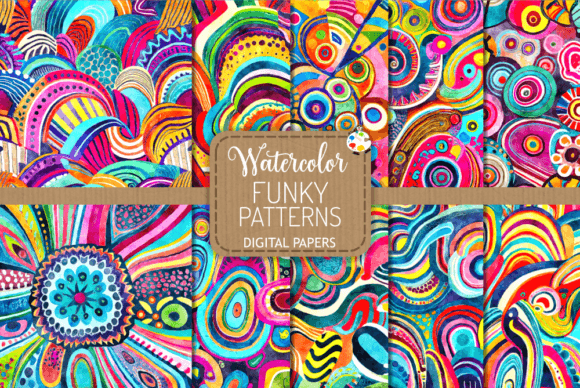 Funky Patterns Set 3 - Watercolor Art