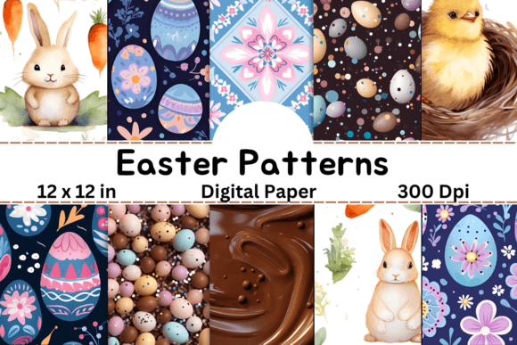 Happy Easter Digital Paper for Creative Projects