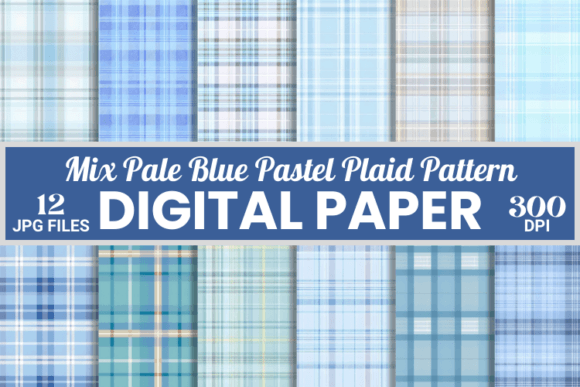 Pale Blue Pastel Plaid Patterns Papers: A Versatile Digital Design Resource