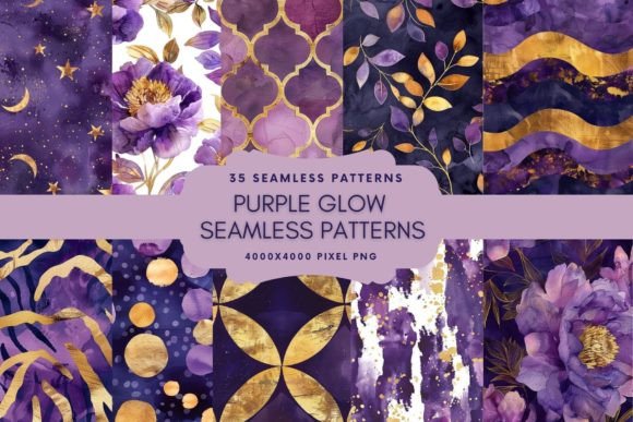 Purple Glow Seamless Patterns for Creative Projects
