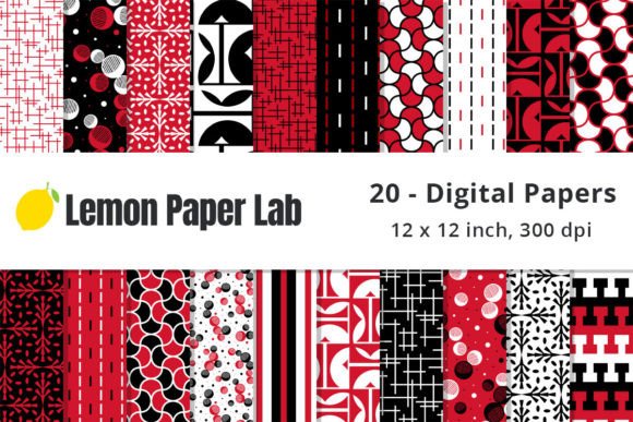 Red, Black and White Geometric Patterns