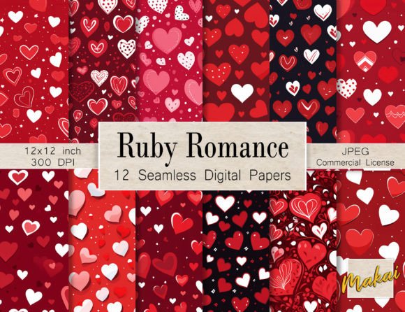 Red Valentine Hearts Seamless Patterns