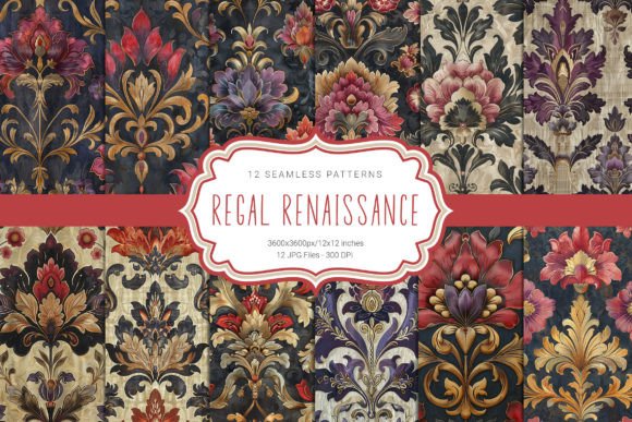Regal Damask Seamless Patterns: A Versatile Choice for Design Enthusiasts