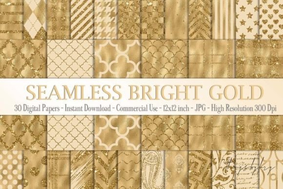 Seamless Bright Gold Foil Patterns for Home Decor and Design Projects