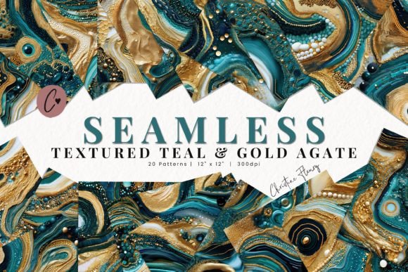 Seamless Textured Teal Agate Patterns