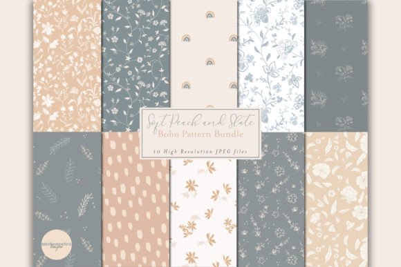 Soft Peach and Slate Boho Patterns