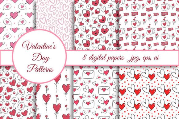 Valentine's Day Digital Papers and Patterns