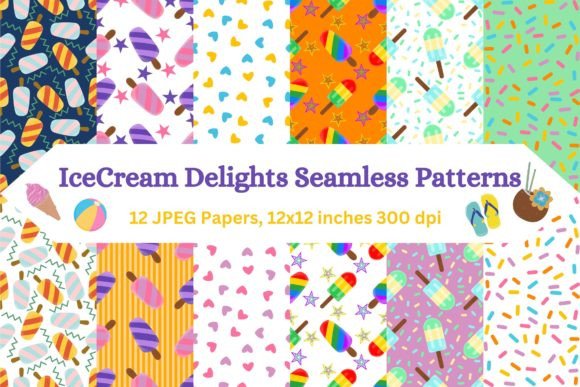Vibrant Ice Cream Seamless Patterns: A Digital Design Essential