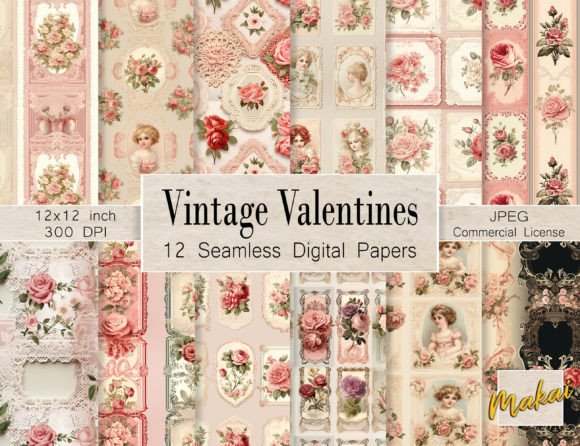 Victorian Valentines Seamless Patterns